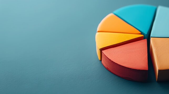 Closeup of a pie chart showing market share distribution, pie chart, market analysis