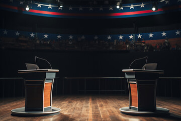 generated illustration  united state presidential debate on the stage