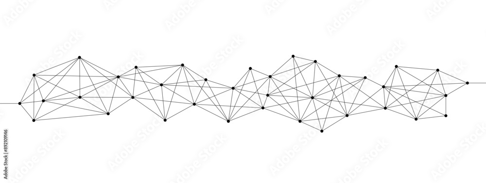 Poster Complex polygonal network connect lines and dots background template. Technology data transfer server global system graphic vector.	
