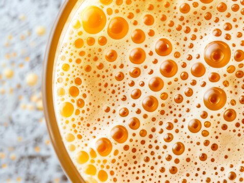 Beer yeast seen under a microscope with a beer glass background, Beer yeast clipart microscopic organisms, Creative brewing theme - Powered by Adobe