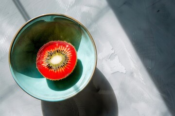 Red Kiwi in a bowl, Top View