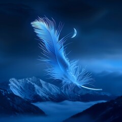 feather on blue sky