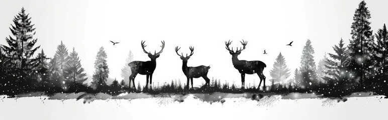 outlines of reindeer using negative space with minimalist details, providing a sophisticated and elegant Christmas holiday feel