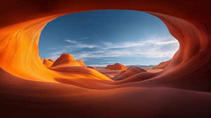 Breathtaking Sandstone Wave Formation in Desert with Blue Sky, Ideal for Nature and Adventure Photography