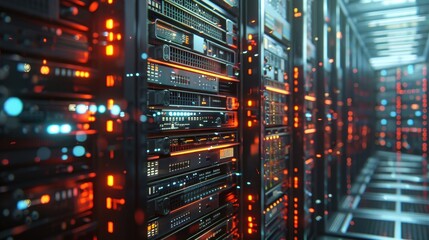 Digital Powerhouse: Server Racks Humming in the Data Center
