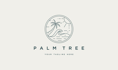 palm tree and beach logo vector