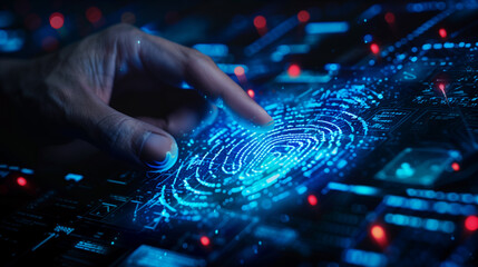 digital data protection with fingerprint authentication futuristic cyber security technology 