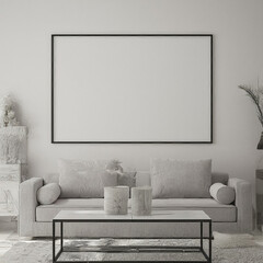 Beautiful Mockup of frame, interior of living room, sofa 