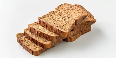 Wholesome Whole Grain Bread Slices on White Background: A Nutritious and Healthful Visual Delight