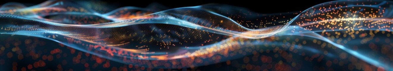 Fototapeta premium Visualizing the Fabric of Time and Space: A Dynamic Representation of Communication Signals and Data Flows