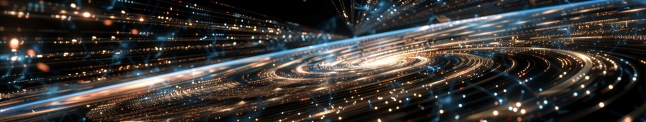 Obraz premium Visualizing the Fabric of Time and Space: A Dynamic Representation of Communication Signals and Data Flows