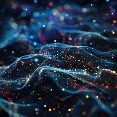 Obraz premium Visualizing the Fabric of Time and Space: A Dynamic Representation of Communication Signals and Data Flows