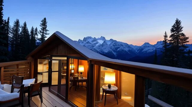 A spacious mountain home with a large deck offering a perfect spot for outdoor dining and stargazing.