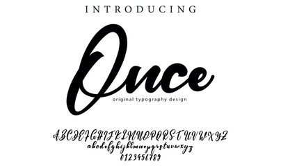 Once Font Stylish brush painted an uppercase vector letters, alphabet, typeface