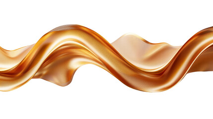 Elegant gold wave ribbon on transparent background. Ideal for luxurious designs.