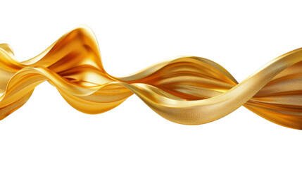 Elegant gold wave ribbon on transparent background. Ideal for luxurious designs.