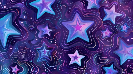 Abstract colorful background with many stars and swirls