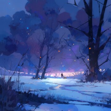 Ethereal Winter Abstracts: A Nighttime Aquatic Journey Through Nature's Icy Canvas