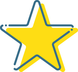 青い破線と黄色い星