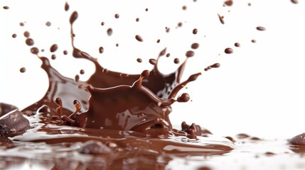 Fototapeta premium Chocolate Splash with Place for Your Object on White Background 