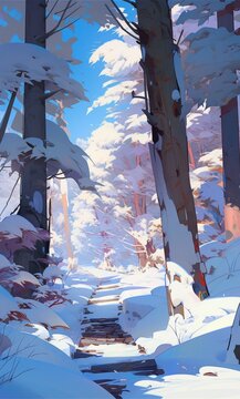 Enchanted Winter Woods: A High-Resolution Animated Wallpaper Background Capturing the Serene Majesty of Nature's Frozen Canvas