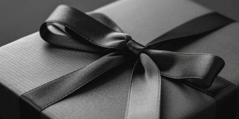 Elegant Black Gift Box with Stylish Ribbons for Sophisticated Presentation