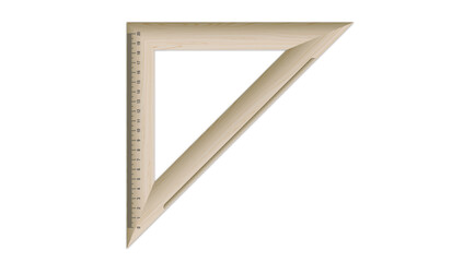 Wooden Triangle Geometric Object Isolated On White Background, School Ruler Vector Illustration.	