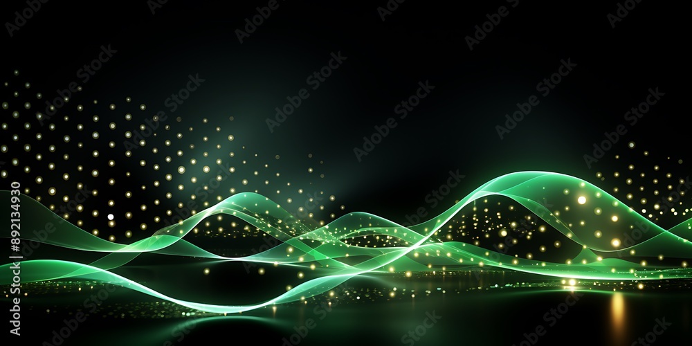 Aufkleber background with light lines and dots in the shape of waves. a background with a technology style and