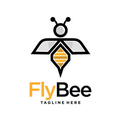 vintage honey bee logo template vector illustration
