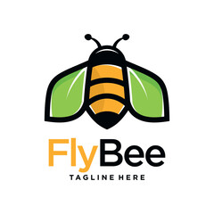 vintage honey bee logo template vector illustration
