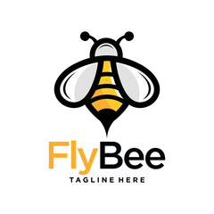 vintage honey bee logo template vector illustration
