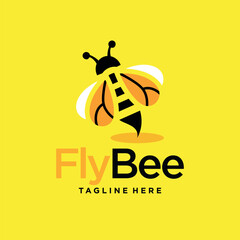 vintage honey bee logo template vector illustration
