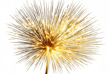 Fototapeta premium Colorful gold fireworks backgrounds, hyperrealistic and highly detailed, isolated on a white background, perfect for outdoor celebrations, events, and festive displays in vibrant settings