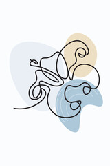 Hand drawn lily flower illustration. Abstract line continuous drawing with colorful shapes. Floral design, botanical print, wall art poster.