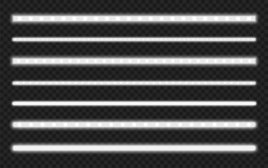 Fototapeta premium White neon LED lamp. Fluorescent strip lighting, line of light.
