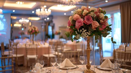 Decoration of social events room decorated for the wedding reception