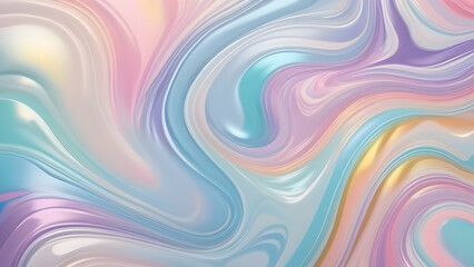 Obraz premium Seamless trendy iridescent rainbow foil texture, soft holographic pastel unicorn marble background pattern modern pearlescent abstract swirl illustration background 