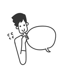 hand drawn doodle person holding blank bubble talk