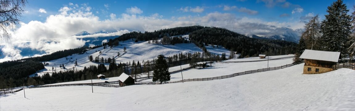 Panorama Hafling in winter in South Tyrol.