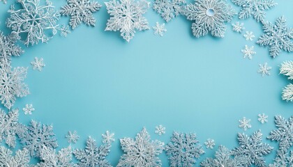 雪の結晶モチーフの背景画像（Background image with white snowflake motif.）
