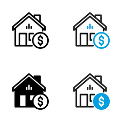 Property investment icon set in 4 different style