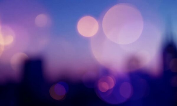 Abstract city lights bokeh, twilight setting, high detail, digital art