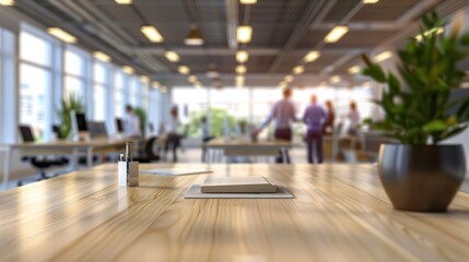 Fototapeta premium Business office with blurred people casual wear, with blurred bokeh background