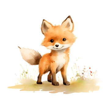 red fox drawing with colour
