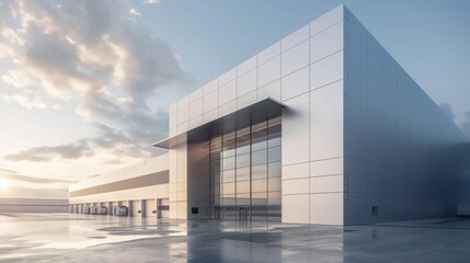 Modern logistics warehouse building structure. AI technology generated image
