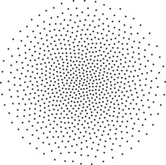 Abstract black stipple spray circle, dotted monochrome texture. Dissolving points, noise, gradient made of grains as abstract texture or element for graphic design. 