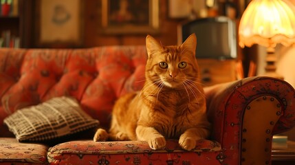 Golden cat in living room left frontleg missing hair