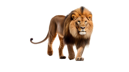 Obraz premium Lion walking and looking, front view