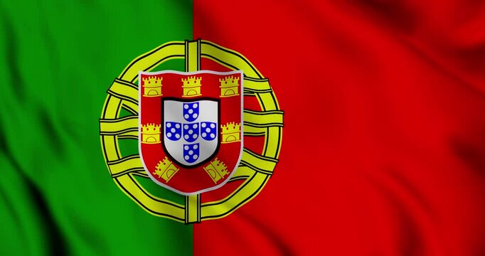 Portuguese National Flag Waving in the Wind