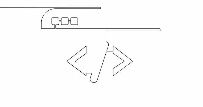 Self drawing line animation Web Development coding Web page continuous one single line drawn concept video